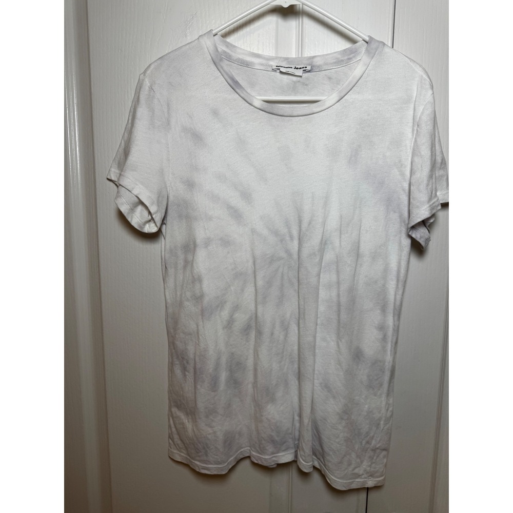 Reformation Jeans Women Small White Grey Tie Dye Organic Cotton Short Sleeve Tee